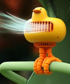 Yellow Duck Bladeless Baby Stroller Fan with 130° Auto Rotation