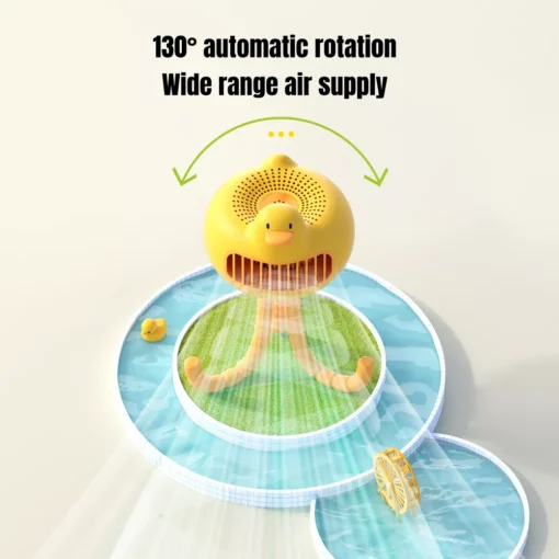 Yellow Duck Bladeless Baby Stroller Fan with 130° Auto Rotation - Image 6