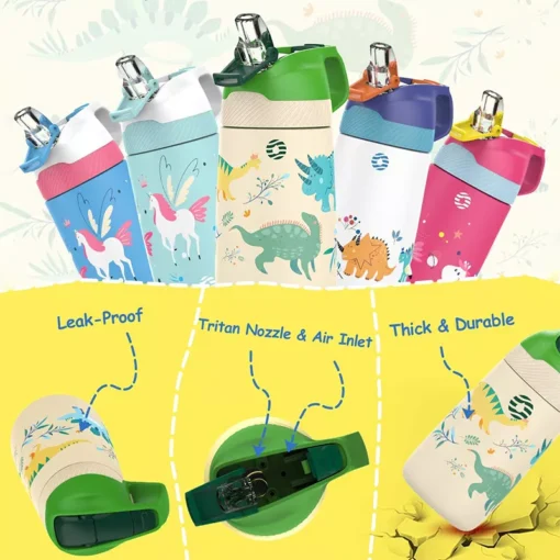 Children’s Vacuum Insulated Water Bottle with Straw - Image 4