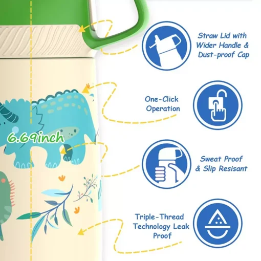 Children’s Vacuum Insulated Water Bottle with Straw - Image 5