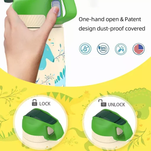 Children’s Vacuum Insulated Water Bottle with Straw - Image 3