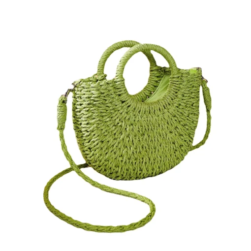 Half Moon Straw Woven Women’s Beach Shoulder Bag - Image 6