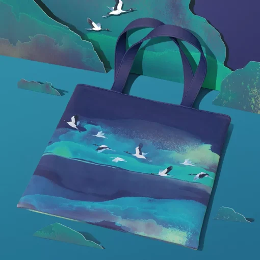 Summer Chinese Style Illustration Shoulder Tote Bag for Women - Image 3