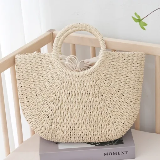 Chic Bohemian Straw Beach Bag for Women - Image 4