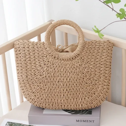 Chic Bohemian Straw Beach Bag for Women - Image 3