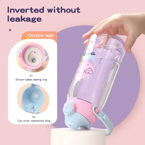 Portable Leakproof Sport Water Bottle with Straw for Kids - Image 5