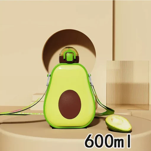 600ml Avocado Kids Water Bottle with Straw - Image 7