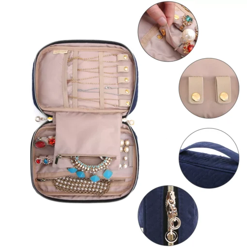 Travel Jewelry Organizer Waterproof Case for Necklaces, Earrings, Rings, Bracelets - Image 4