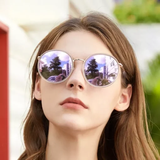 Oversized Metal Round Sunglasses for Women – UV400 Protection - Image 2