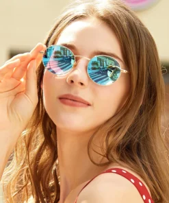 Luxury Round Polarized Mirror Sunglasses for Women – UV400 Protection