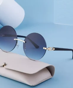 Trendy Gradient Rimless Round Sunglasses