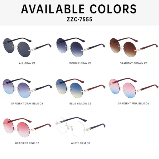 Trendy Gradient Rimless Round Sunglasses - Image 4