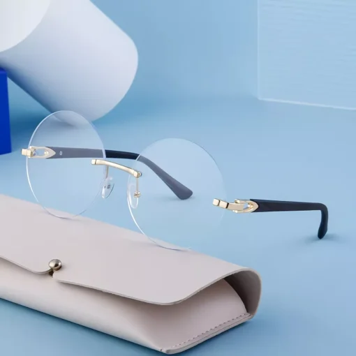 Trendy Gradient Rimless Round Sunglasses - Image 3