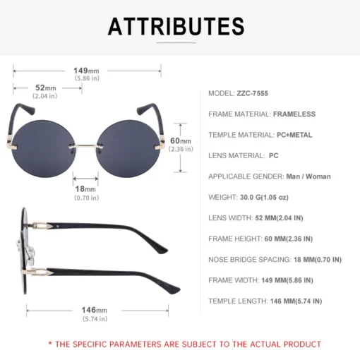 Trendy Gradient Rimless Round Sunglasses - Image 6