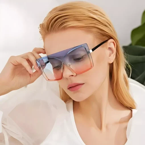 Fashion Oversized Flat Top Sunglasses - Image 4