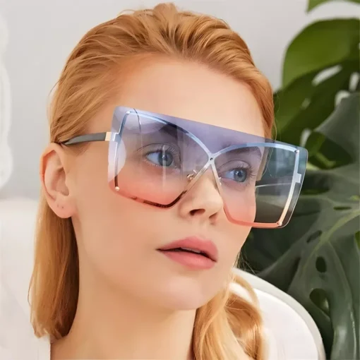 Fashion Oversized Flat Top Sunglasses - Image 3