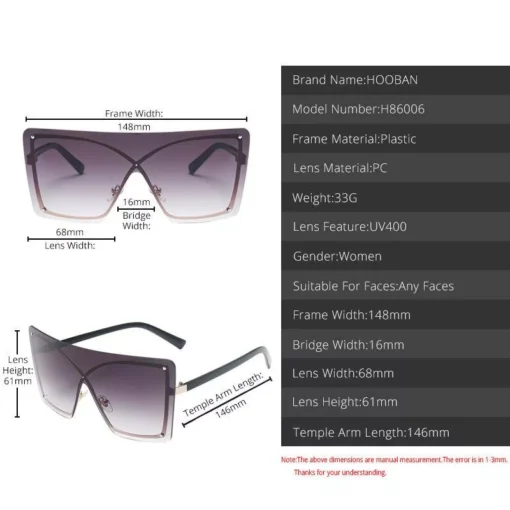 Fashion Oversized Flat Top Sunglasses - Image 6