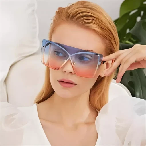 Fashion Oversized Flat Top Sunglasses - Image 2