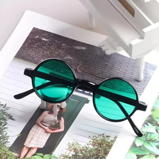 Colorful Steampunk Round Sunglasses - Image 5