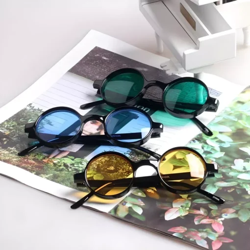 Colorful Steampunk Round Sunglasses - Image 2