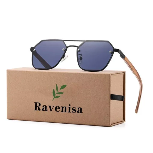 Polarized Wood Frame Sunglasses - Image 2