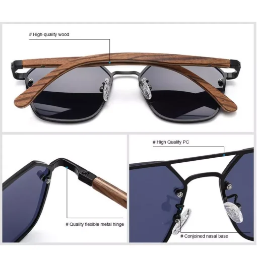 Polarized Wood Frame Sunglasses - Image 5