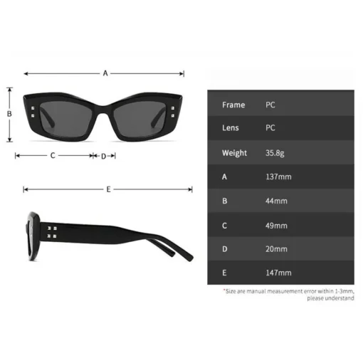 Retro Cat Eye Rivet Sunglasses - Image 6