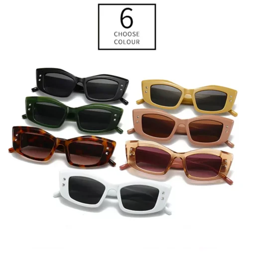 Retro Cat Eye Rivet Sunglasses - Image 5