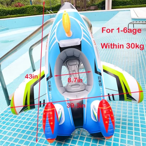 Inflatable Airplane Swim Ring with Seat for Kids - Image 11