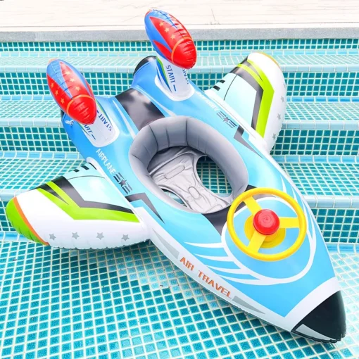 Inflatable Airplane Swim Ring with Seat for Kids - Image 9