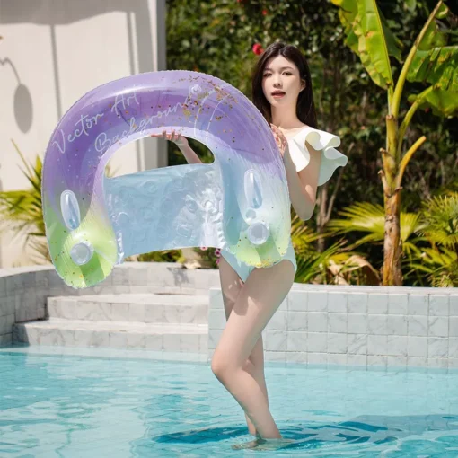 Inflatable Water Hammock Leisure Bed with Dual Handles and Cup Holders - Image 5