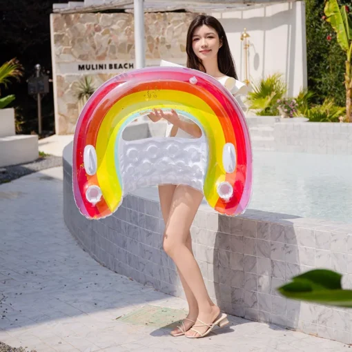Inflatable Water Hammock Leisure Bed with Dual Handles and Cup Holders - Image 3