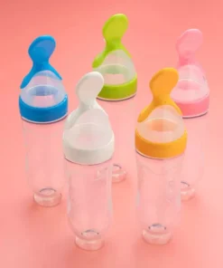 5pcs Silicone Squeezing Feeding Bottle Spoon Feeder for Newborn Baby