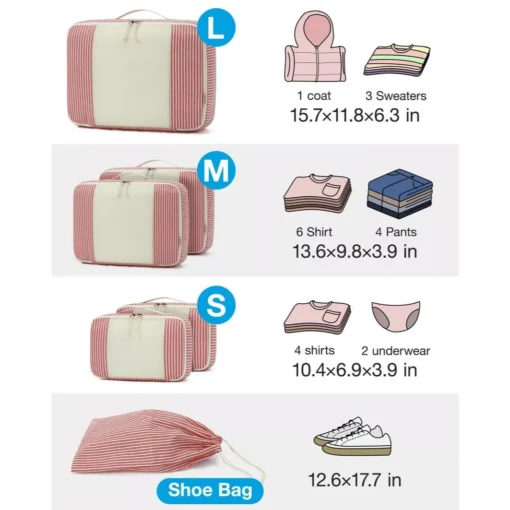 Eco-Friendly Foldable Travel Packing Cubes – 6 Piece Set - Image 6