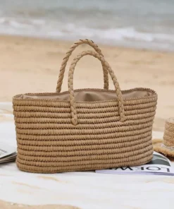 Handmade Straw Woven Beach Bag