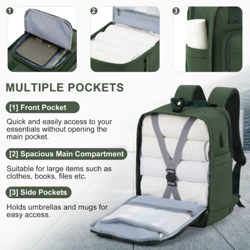 Waterproof Multi-Function Travel Backpack with USB Charging Port - Image 3