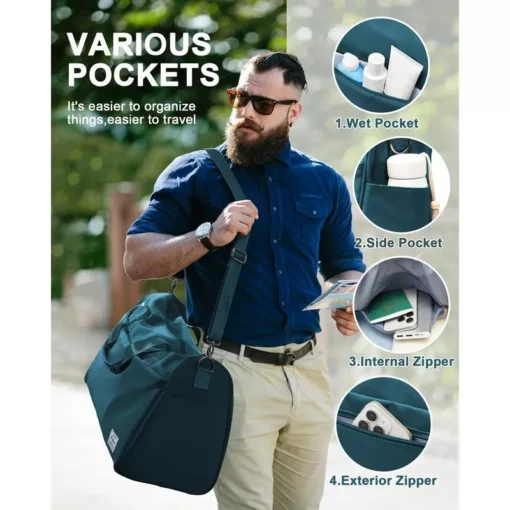 Men’s Travel Duffle Bag with Shoe Compartment – Waterproof Carry-On Gym Tote - Image 2