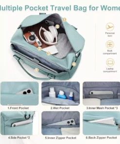 Stylish Weekender Travel Bag for Women – 18.5×8.6×14.56 in