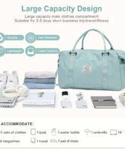 Stylish Weekender Travel Bag for Women – 18.5×8.6×14.56 in