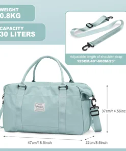 Stylish Weekender Travel Bag for Women – 18.5×8.6×14.56 in