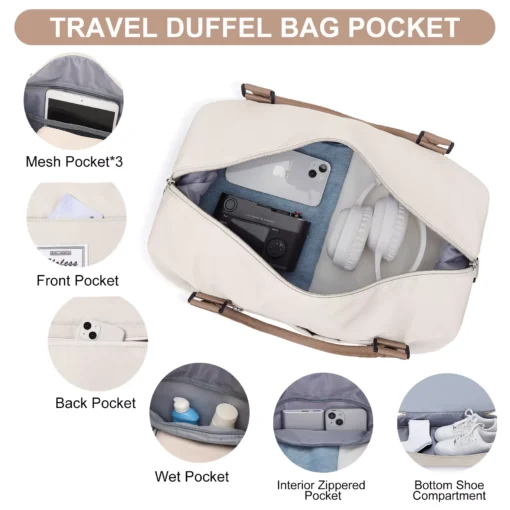 Weekender Bags for Women – Personal Item Travel Bag with Shoe Compartment - Image 3