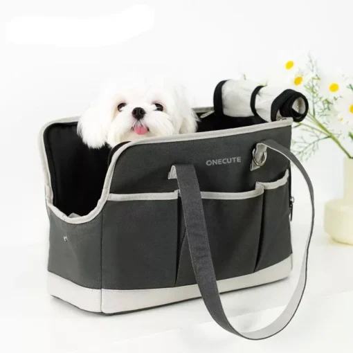 Portable Canvas Pet Carrier Shoulder Bag - Image 2