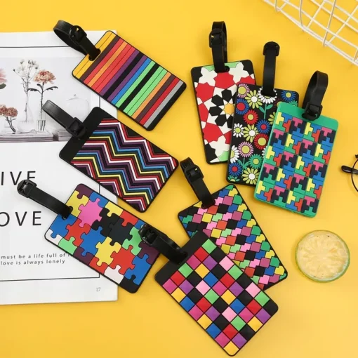 Geometric Soft Silicone Luggage Tags - Image 4