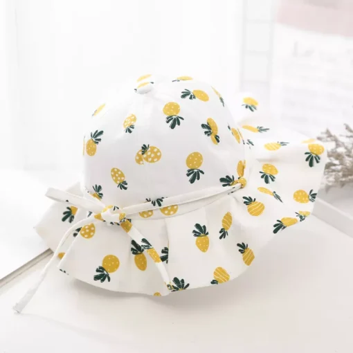 Adorable Fruit Print Cotton Bucket Hat for Baby Girls with Bowknot - Image 6