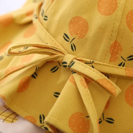Adorable Fruit Print Cotton Bucket Hat for Baby Girls with Bowknot - Image 3