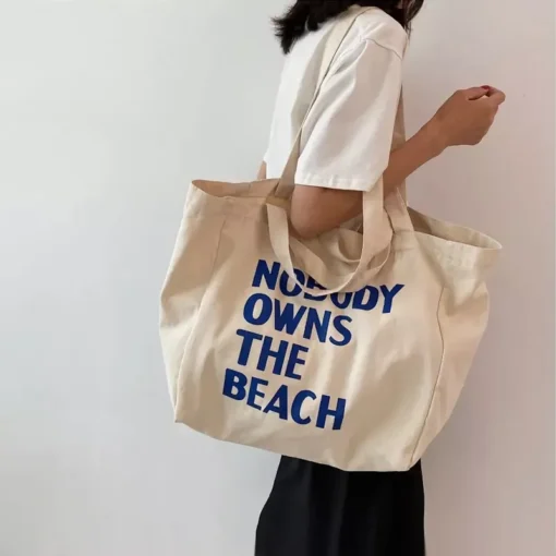 Eco-Friendly Large Canvas Shoulder Bag - Image 4