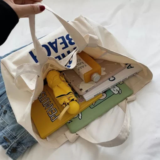 Eco-Friendly Large Canvas Shoulder Bag - Image 6