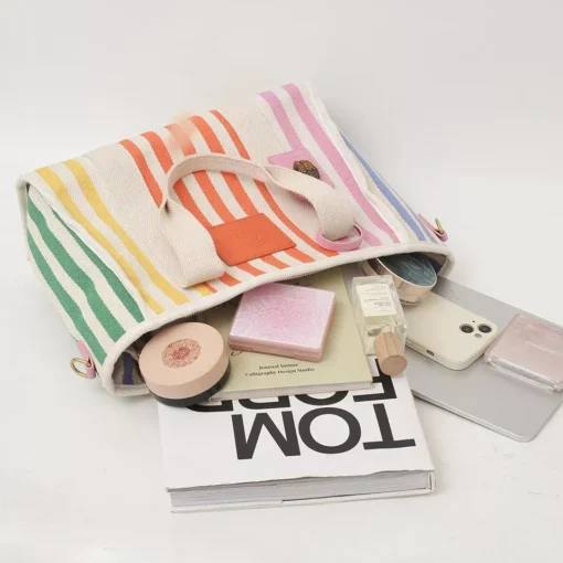 Luxury Colorful Canvas Tote Bag - Image 4