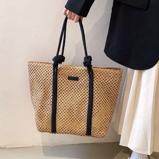 Casual Large Capacity Straw Beach Tote - Image 4