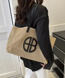 Handmade Straw Knitting Tote Bag